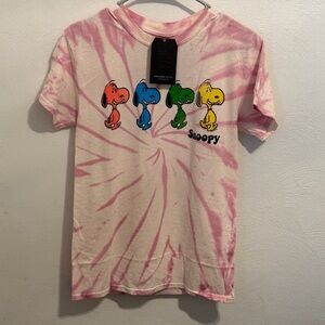 Junk Food  Snoopy Grateful Pup Short Sleeve Tee Shirt Tie Dye Size X-Small NWT